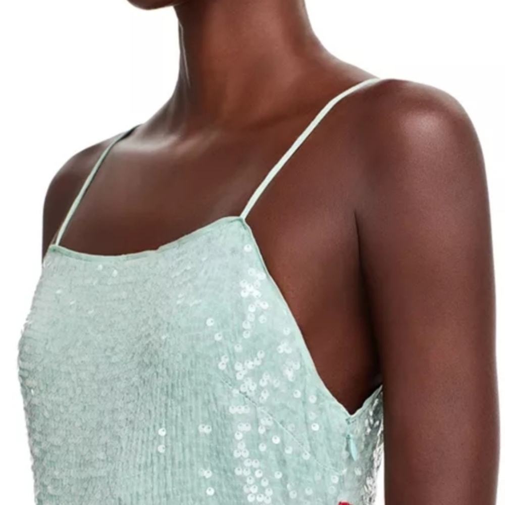 FARM Rio Mint Sequin Maxi Dress with Pink Floral - Picture 4 of 10